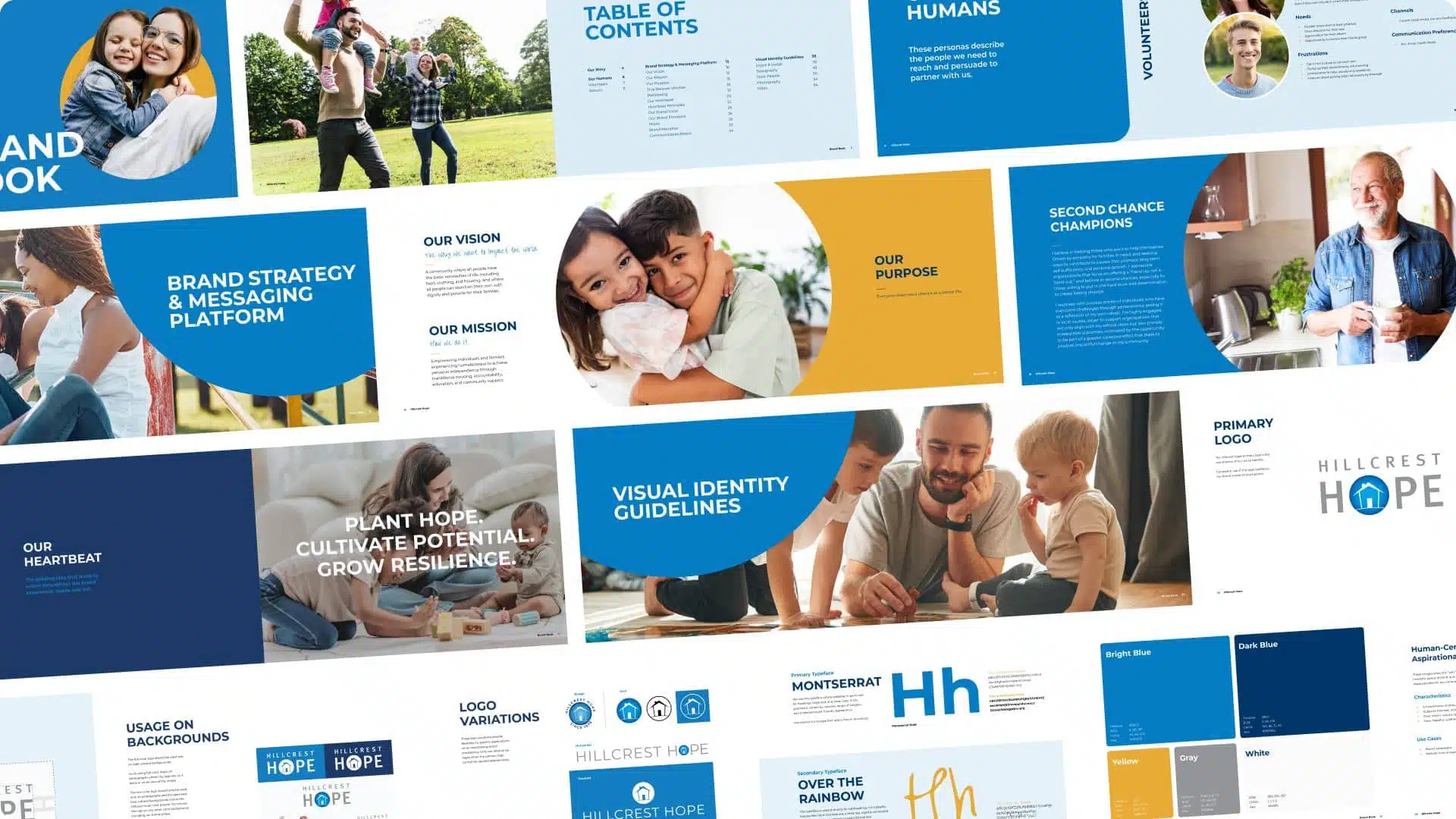 Hillcrest Hope brand book spreads